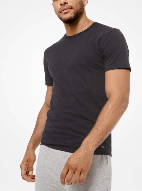 Panske Tricko Michael Kors Cotton Čierne - Oblecenie Michael Kors Vypredaj | GDEXF-5936